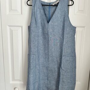 Sleeveless Linen Blue Dress